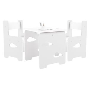 Dizajnový detský stolík a stolička WoodCloud 3v1 Farba: biela