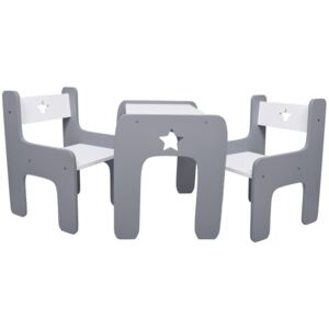 Dizajnový detský stolík a stolička WoodStar 3v1 Farba: sivá