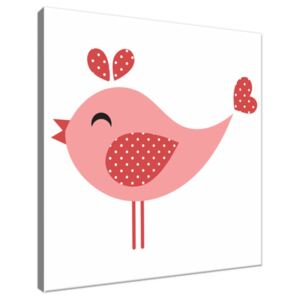 Obraz na plátne Veselý ružový bodkovaný vtáčik 30x30cm 3075A_1AI