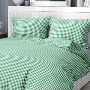 Goldea tradičné bavlnené posteľné obliečky - vzor 803 zelené a biele kocky 140 x 200 a 70 x 90 cm