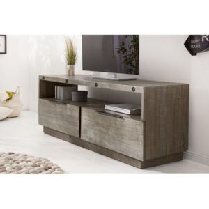 IIG - Masívny TV stolík FINCA 150 cm šedý z prírodného borovicového dreva