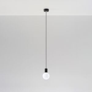 Závesná lampa Simple, čierna, kábel čierno-biely