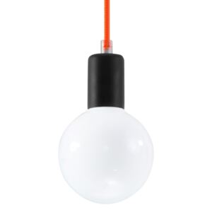 Závesná lampa Simple, čierna, kábel oranžový