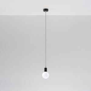Závesná lampa Simple, čierna, kábel sivý