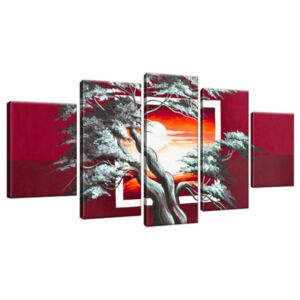 Obraz na plátne Červený západ slnka a mohutný strom 150x70cm 4022A_5B