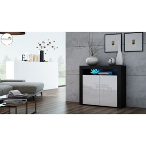 MILA 2D LED skrinka čierny / biely lesk, obývacia izba