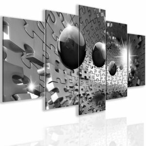 InSmile Obraz trojrozměrné šedé puzzle 100x50 cm