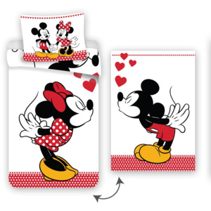 Jerry Fabrics Bavlnené obliečky Mickey and Minne in Love, 140 x 200 cm, 70 x 90 cm