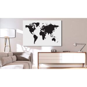 Obraz na korku v bieločiernom prevedení - World Map: Black & White Elegance