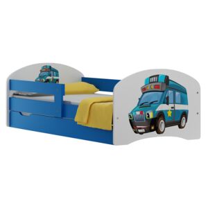 Detská posteľ so zásuvkami POLICAJNÉ AUTO 160x80 cm