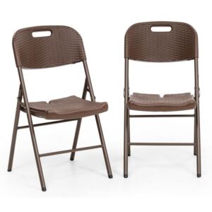 Blumfeldt Burgos Seat, skladacia stolička, sada 2 kusov, HDPE, oceľ, ratanový vzhľad, hnedá