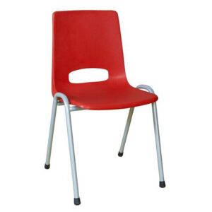 Plastová jedálenská stolička Pavlina Grey, červená, sivá konštrukcia