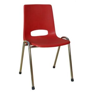 Plastová jedálenská stolička Pavlina Chrom, červená