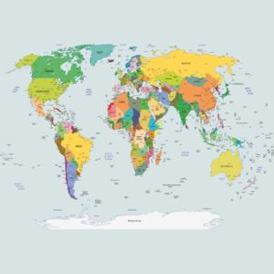 Fototapeta, Tapeta Political World Map Atlas, (254 x 184 cm)