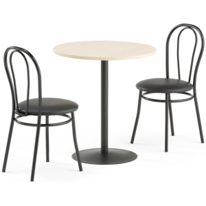 Jedálenská zostava: Stôl Astrid + 2 stoličky Aurora, čierne