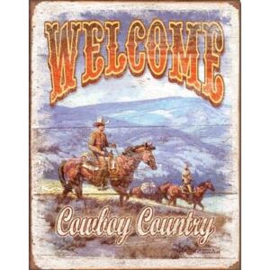 Plechová ceduľa WELCOME - Cowboy Country, (31,5 x 40 cm)