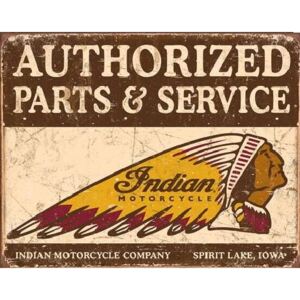 Plechová ceduľa Indian motorcycles - Authorized Parts and Service, (40 x 31,5 cm)