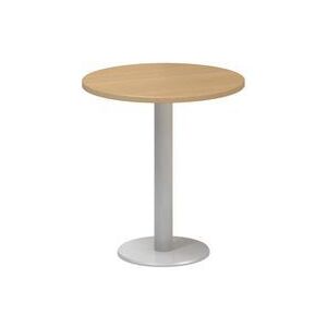 Kruhový konferenčný stôl Alfa 400 so sivým podnožím, 70 x 74,2 cm, dezén buk