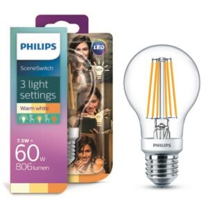 Philips LED Classic Scene Switch 1,6-3-7,5/60W E27 WW A60 CL D 3 farby
