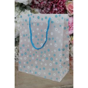 Modrá kvetinková darčeková taška 25cm