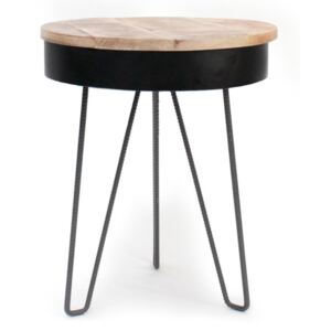 Čierny príručný stolík s drevenou doskou LABEL51 Saria