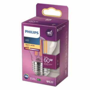 Philips 8718699762315 LED žiarovka classic E27 6,5W/60W 806lm 2700K P45 filament kvapka