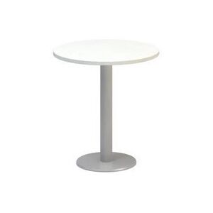 Kruhový konferenčný stôl Alfa 400 so sivým podnožím, 70 x 74,2 cm, dezén biely