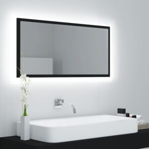 LED kúpeľňové zrkadlo čierne 90x8,5x37 cm drevotrieska