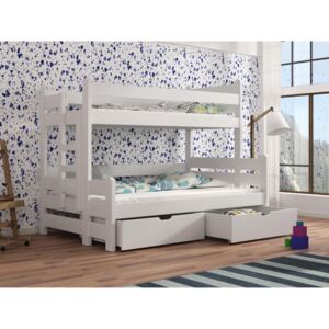 Detská poschodová posteľ 90 cm Bivi (biela). Akcia -31%. Vlastná spoľahlivá doprava až k Vám domov