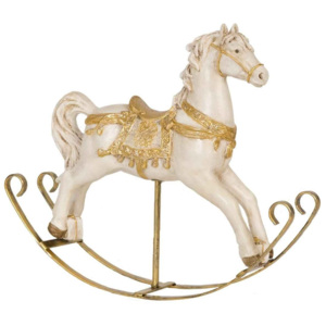 Dekorácie hojdací koník bielo-zlatý - 25 * 6 * 20 cm