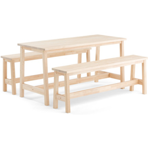 Jedálenská zostava: Stôl Stabilis + 2 lavičky, breza